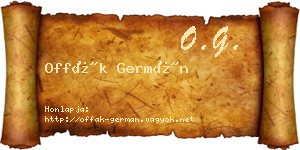 Offák Germán névjegykártya